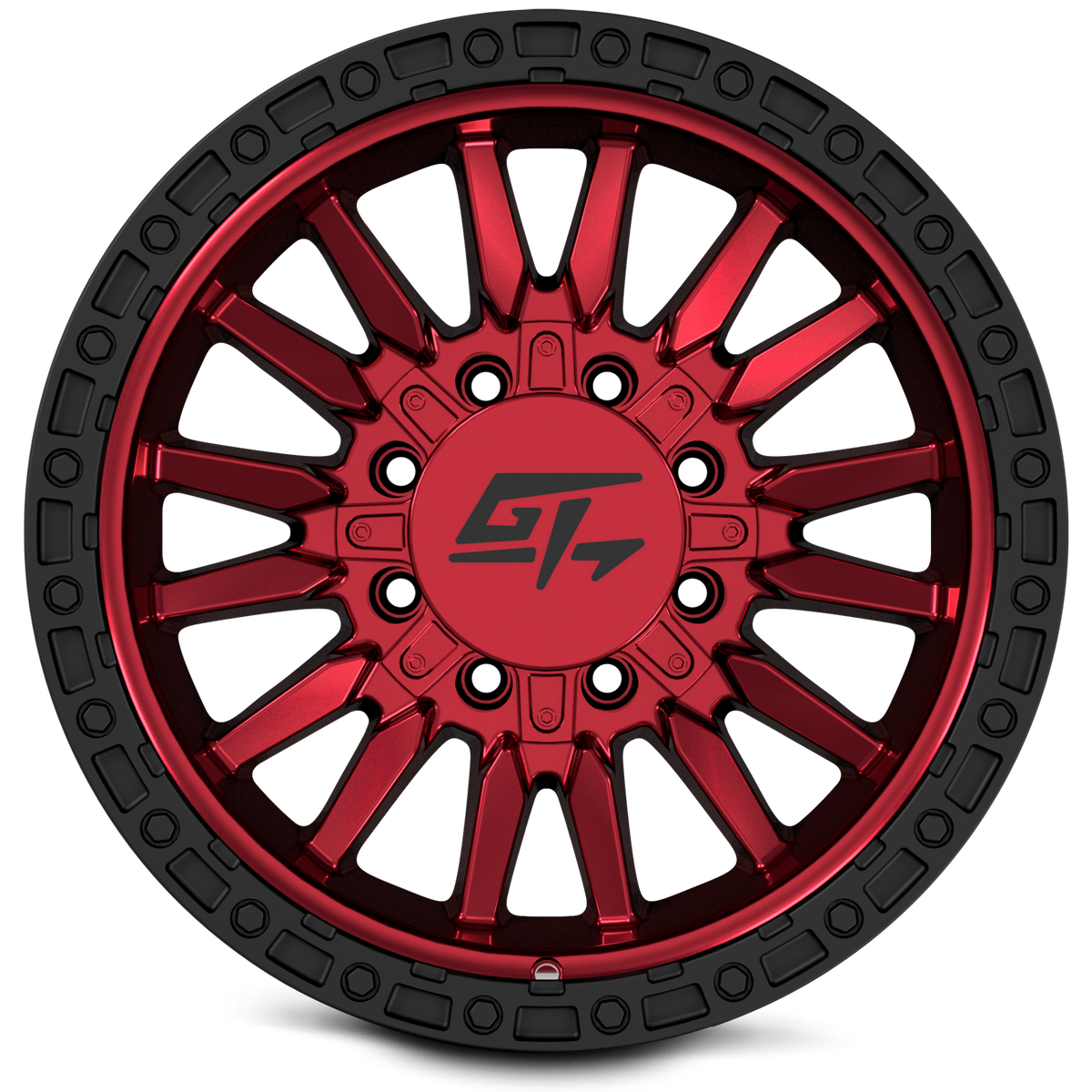 GT OFFROAD CHAMBER 18x12 8x165.1/8x180 -44 Black Ring / Anodized red centre