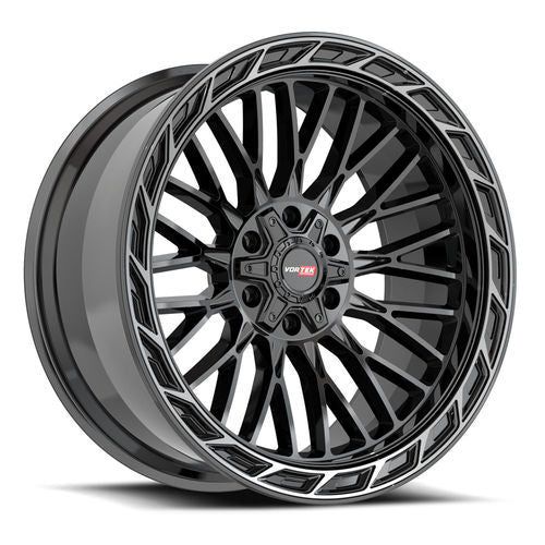 VORTEK VRP-502 20x9 5x127/5x139.7 12 Black Diamond Cut Ring W/ Dark Tint