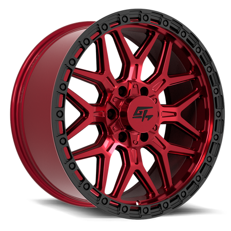 GT OFFROAD Revolt 17x9 6x135 / 6x139.7 +12 Red Anodized with Black Ring