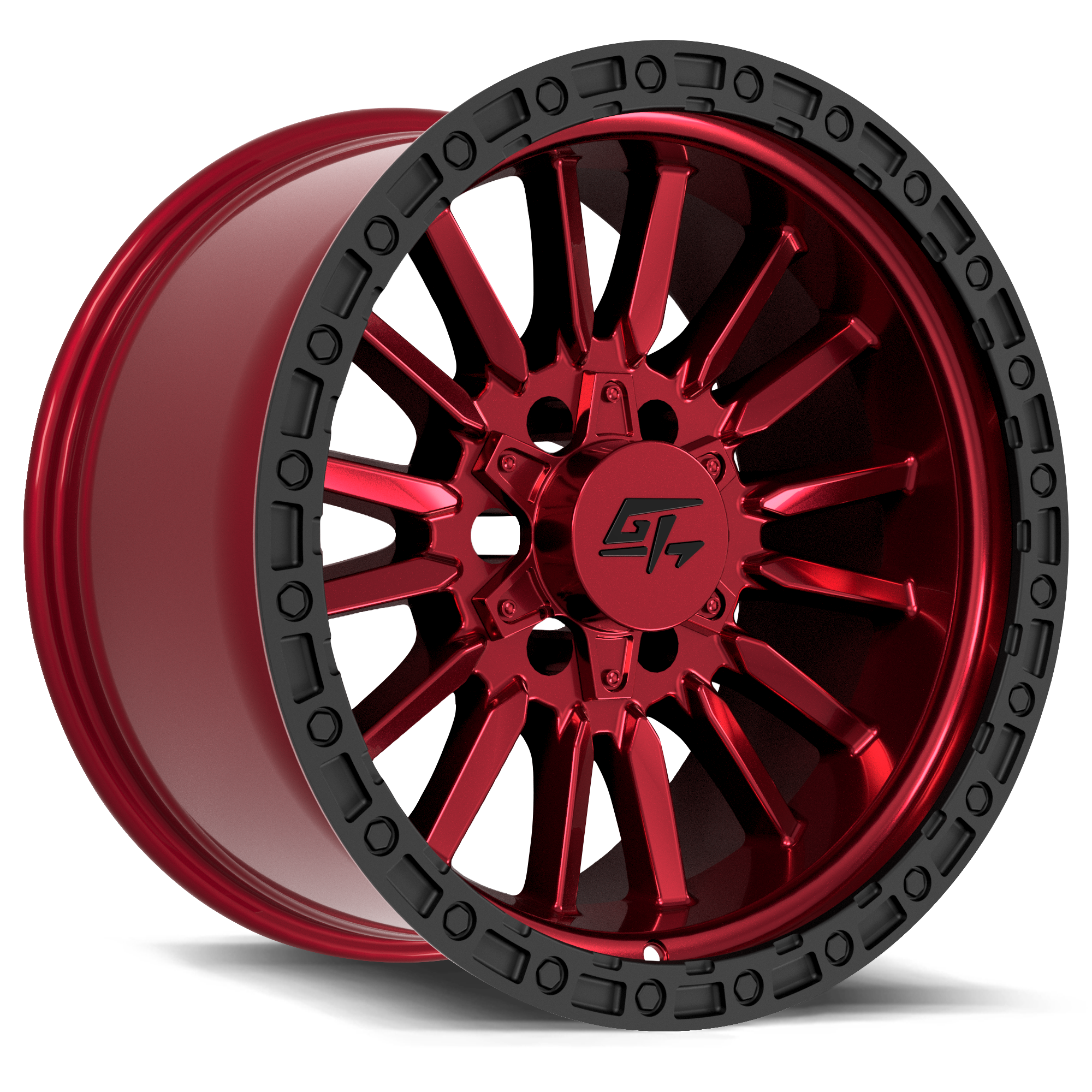 GT OFFROAD CHAMBER 18x12 8x165.1/8x170 -44 Black Ring / Anodized red centre