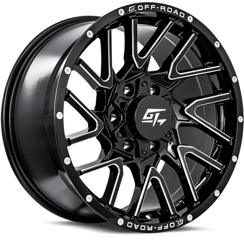 GT OFFROAD AGGRESSION 17x9 5x127/5x139.7 12 Gloss Black Milled