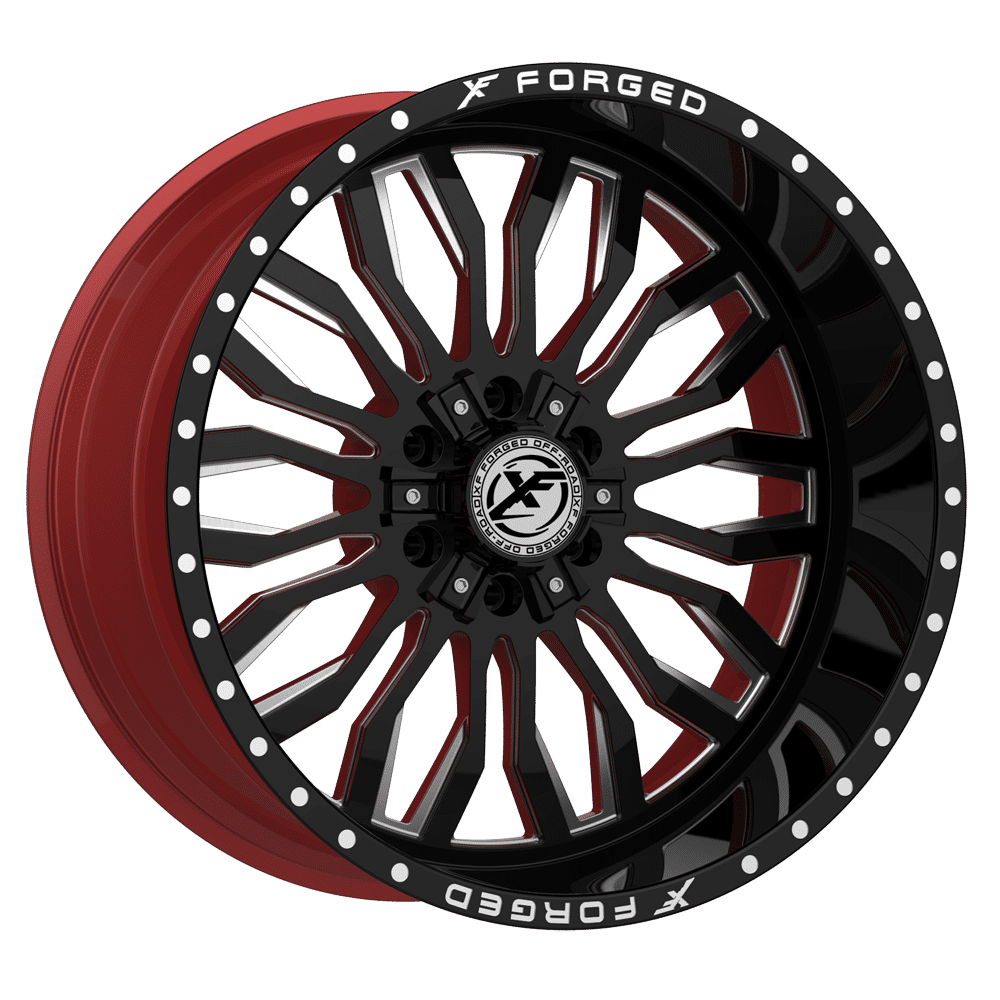 XF OFFROAD XFX-305 24x14 6x135/6x139.7 -76 Gloss Black Milled W/Red Inner