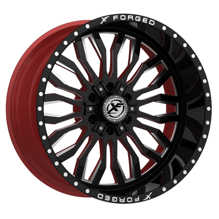 XF OFFROAD XFX-305 24x14 6x135/6x139.7 -76 Gloss Black Milled W/Red Inner