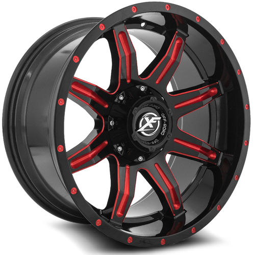 XF OFFROAD XF-215 20x10 8x165.1/8x180 -12 Gloss Black Milled Red