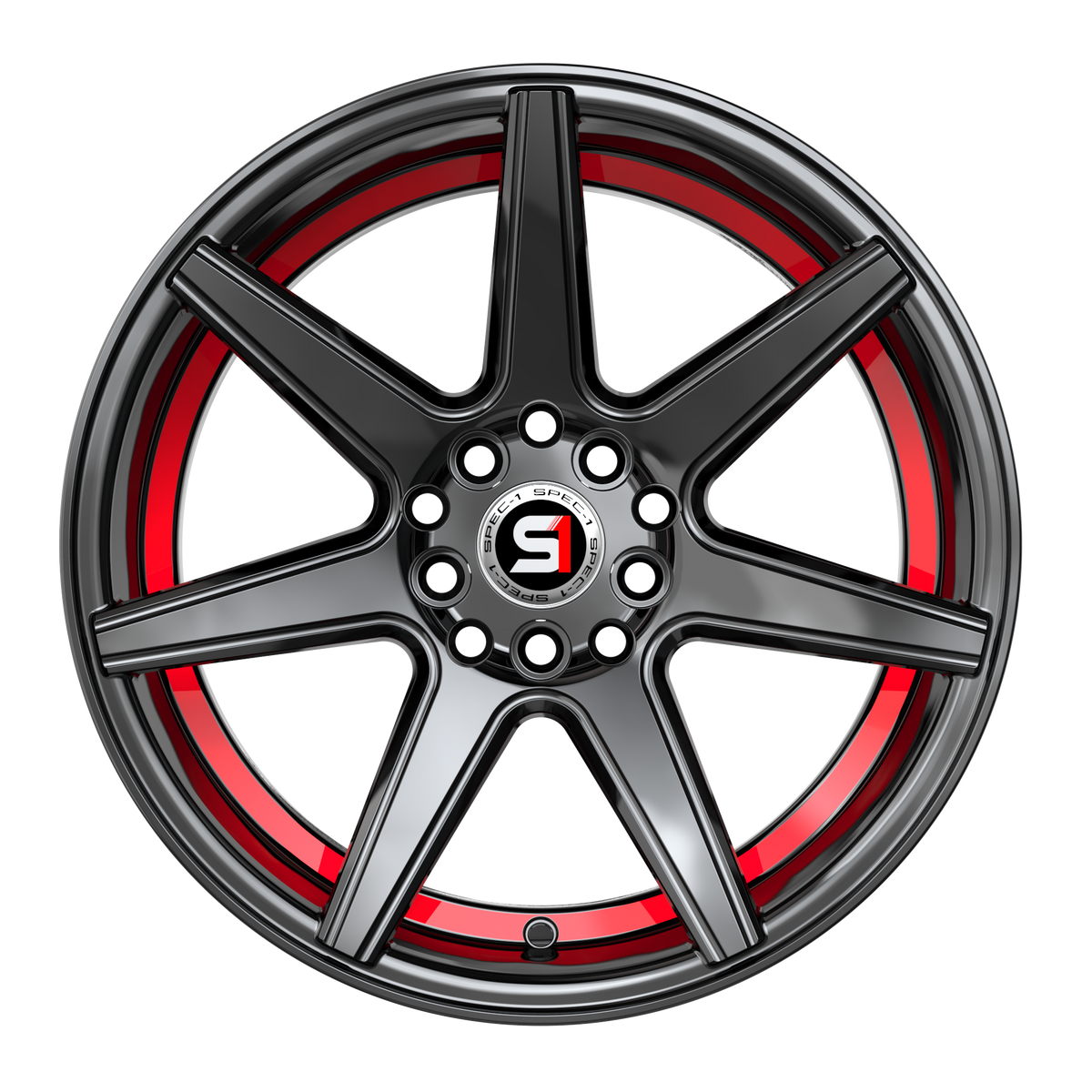 SPEC-1 RACING SP-73 18x8 5x110/5x114.3 38 Gloss Black & Red Undercut