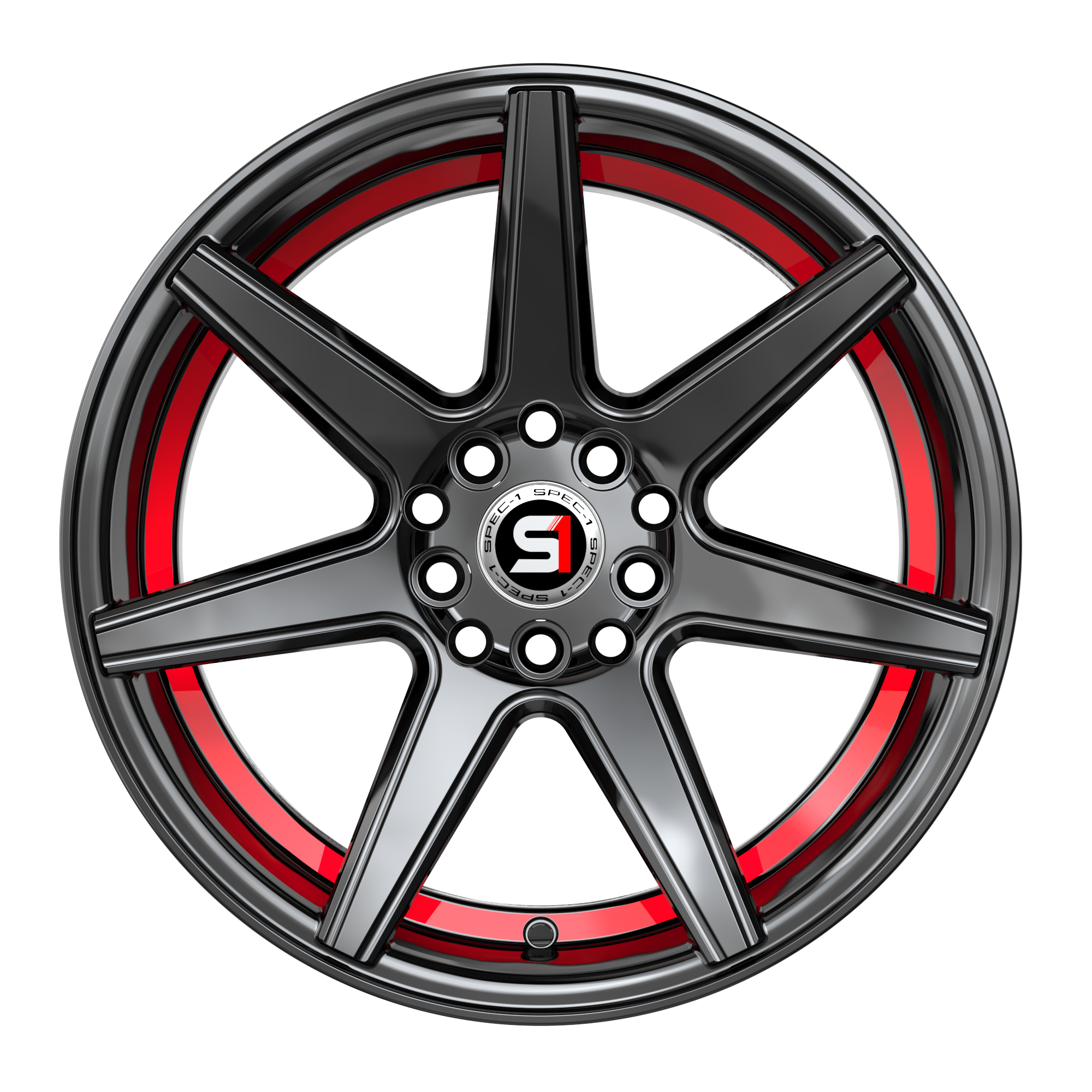SPEC-1 RACING SP-73 18x8 5x110/5x114.3 38 Gloss Black & Red Undercut