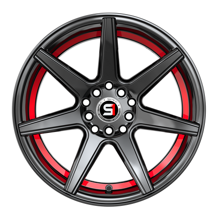 SPEC-1 RACING SP-73 18x8 5x110/5x114.3 38 Gloss Black & Red Undercut