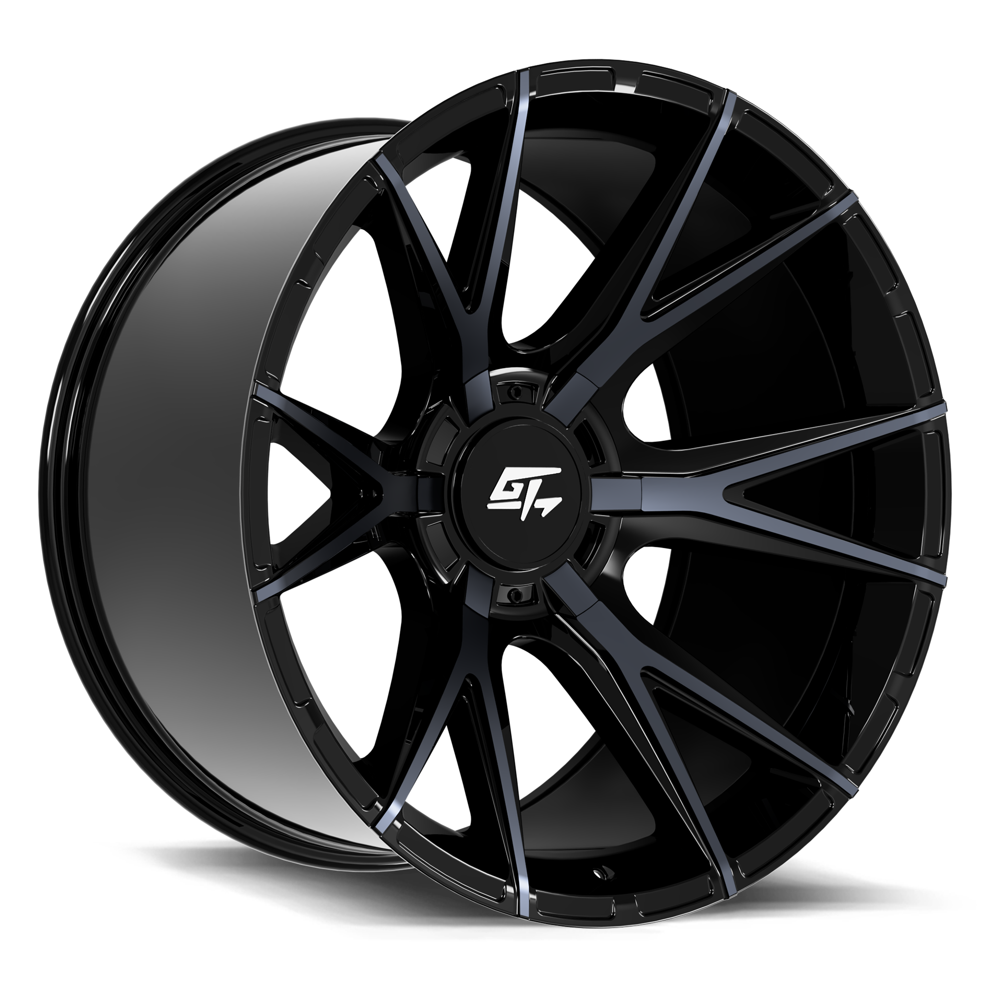 GT OFFROAD Fusion 20x9 8x165.1 / 8x180 +12 Gloss Black Titanium Face