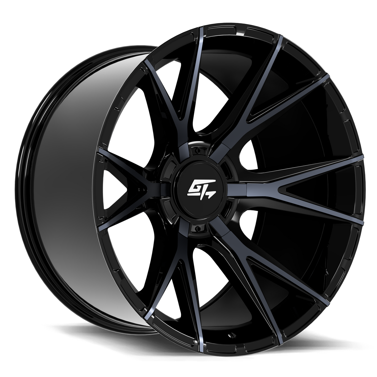 GT OFFROAD Fusion 22x10 5x127 / 5x139.7 -18 Gloss Black Titanium Face