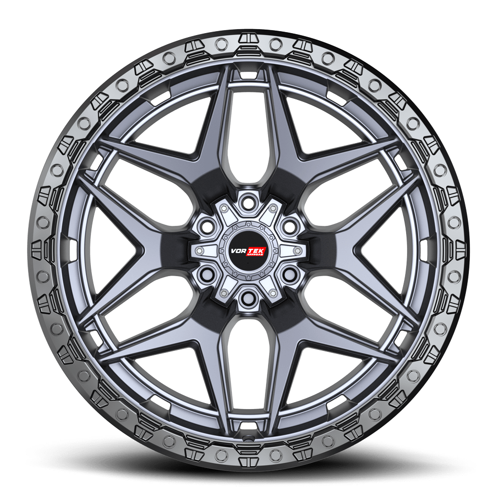 VORTEK VRT-603 17x9 6x135/6x139.7 12 Matte Titanium With Black Bead Ring