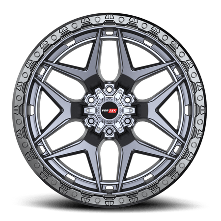 VORTEK VRT-603 17x9 6x135/6x139.7 12 Matte Titanium With Black Bead Ring
