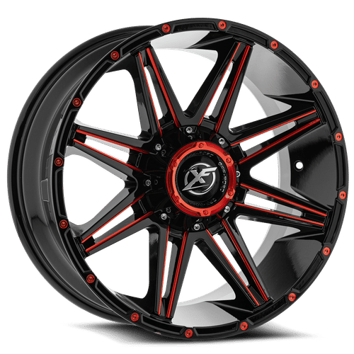 XF OFFROAD XF-220 22x12 5x127/5x139.7 -44 Gloss Black Red Milling