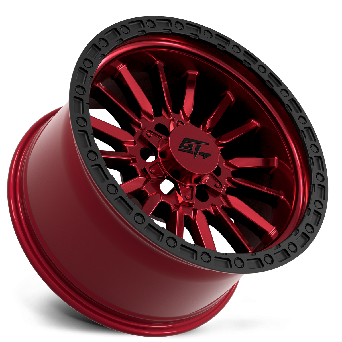 GT OFFROAD CHAMBER 18x12 8x165.1/8x180 -44 Black Ring / Anodized red centre