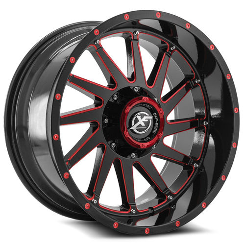 XF OFFROAD XF-216 20x10 8x165.1/8x180 -12 Gloss Black Red Milled