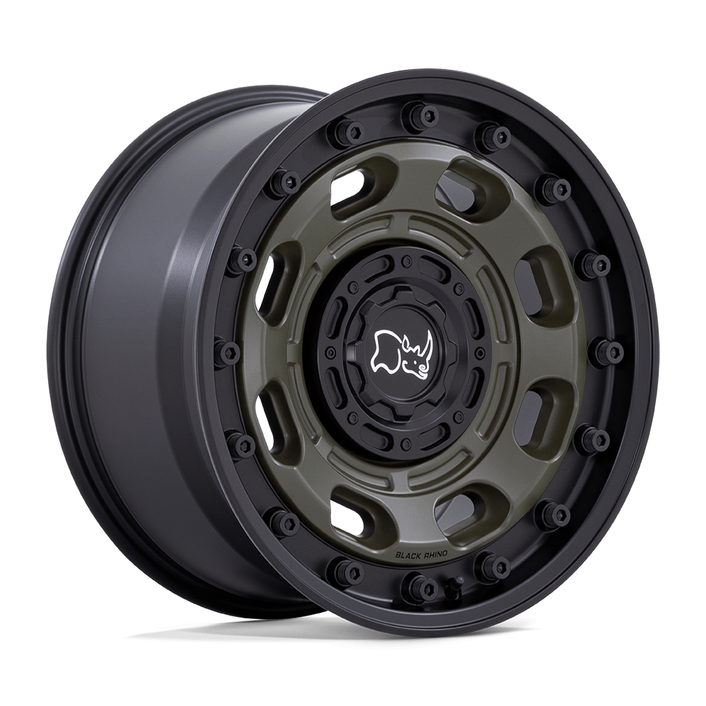 Black Rhino Hard Alloys ATLAS – 17X8 – 5X114.3/5X120 – 38 mm – OLIVE DRAB GREEN W/ BLACK LIP