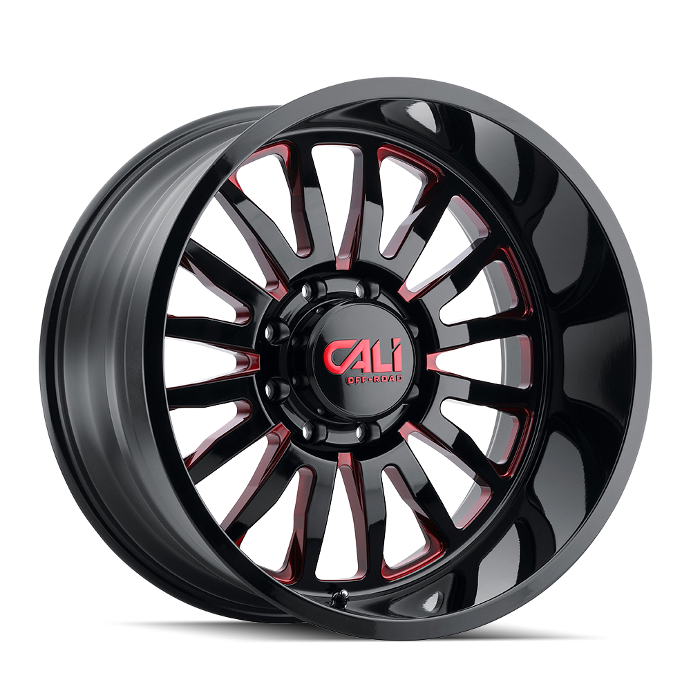 Cali Off-Road SUMMIT – 24x14, 8x165.1, -76 – Gloss Black Milled Prism Red
