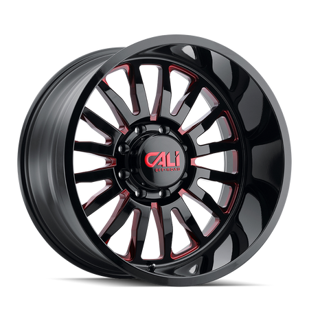 Cali Off-Road SUMMIT – 24x14, 8x165.1, -76 – Gloss Black Milled Prism Red