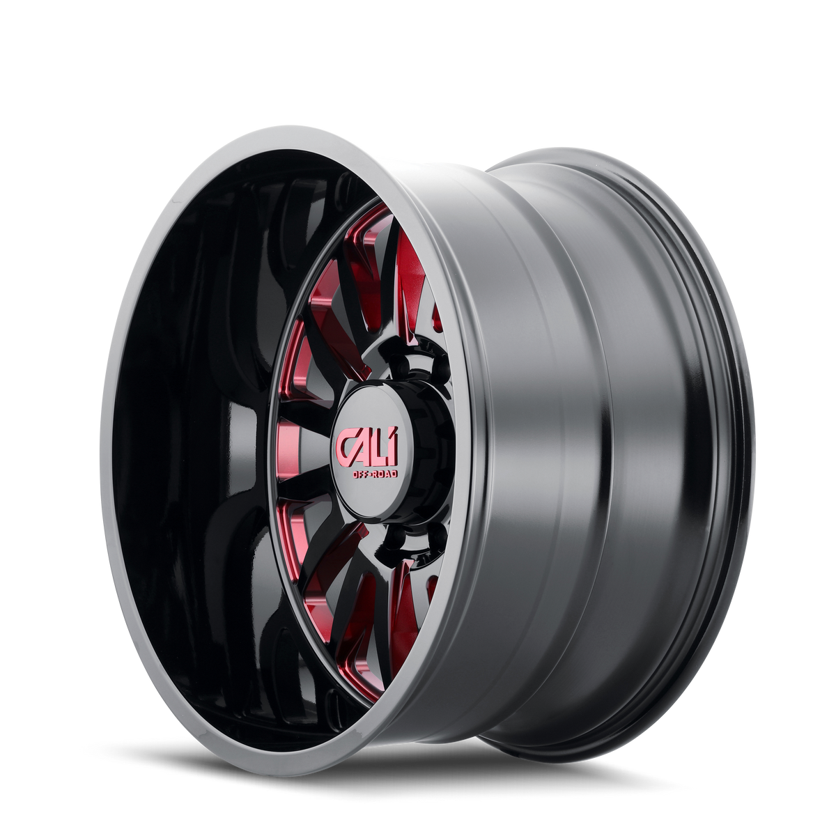 Cali Off-Road SUMMIT – 24x14, 8x165.1, -76 – Gloss Black Milled Prism Red