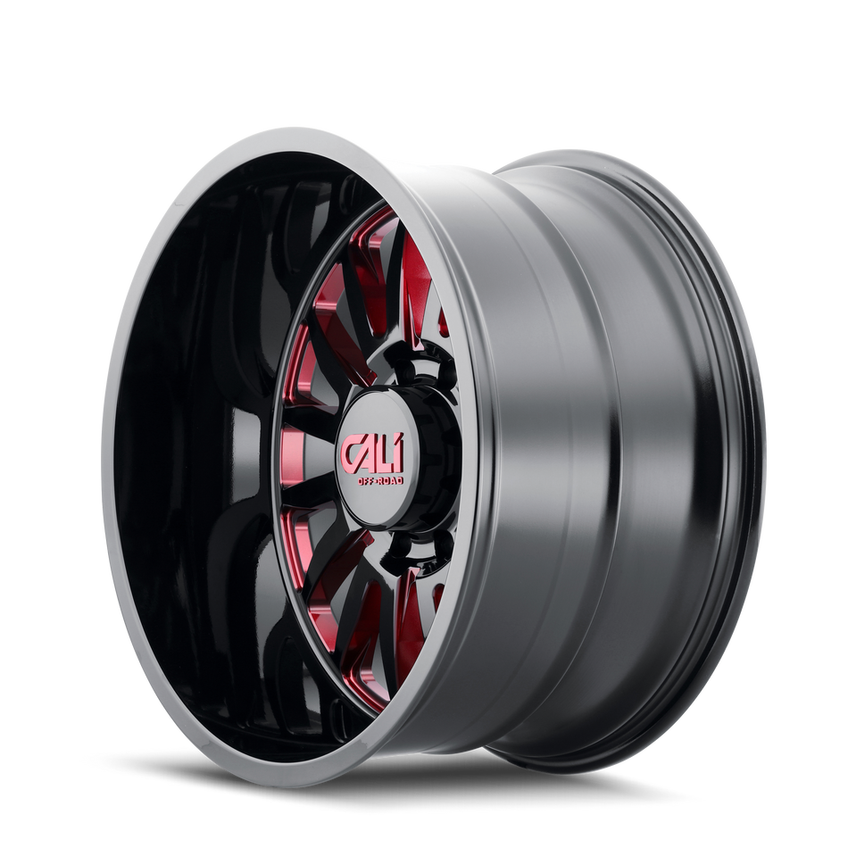 Cali Off-Road SUMMIT – 24x14, 8x165.1, -76 – Gloss Black Milled Prism Red
