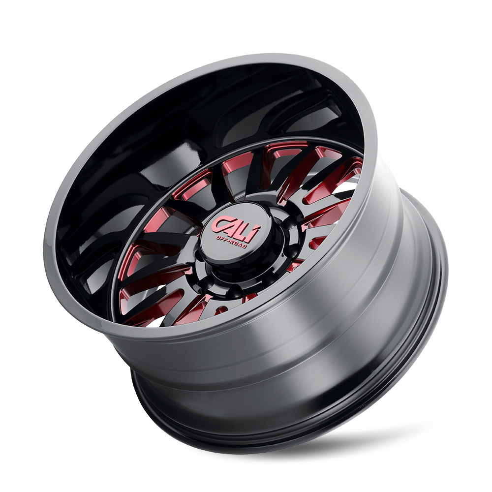 Cali Off-Road SUMMIT – 24x14, 8x165.1, -76 – Gloss Black Milled Prism Red