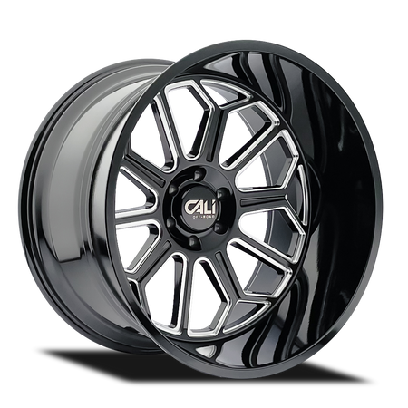 Cali Off-Road AUBURN – 22x12, 6x139.7, -51 – Gloss Black Milled