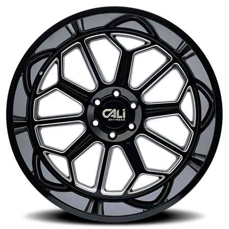 Cali Off-Road AUBURN – 22x12, 6x139.7, -51 – Gloss Black Milled