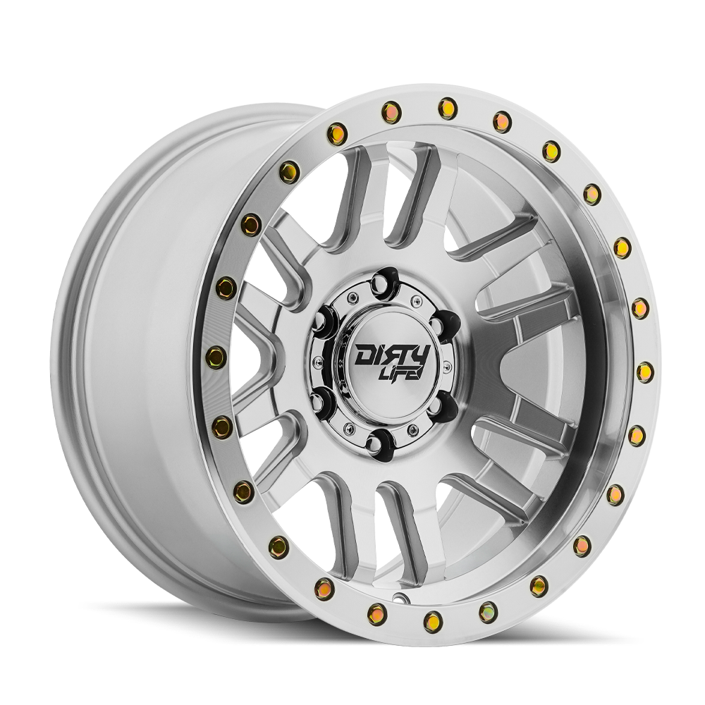 Dirty Life CANYON PRO – 17x8.5, 6x139.7, +25 – Machined With Silver Window