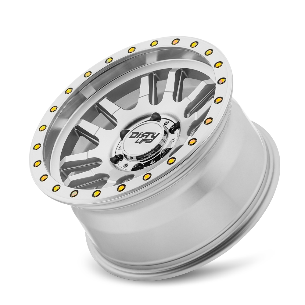 Dirty Life CANYON PRO – 17x8.5, 6x139.7, +25 – Machined With Silver Window
