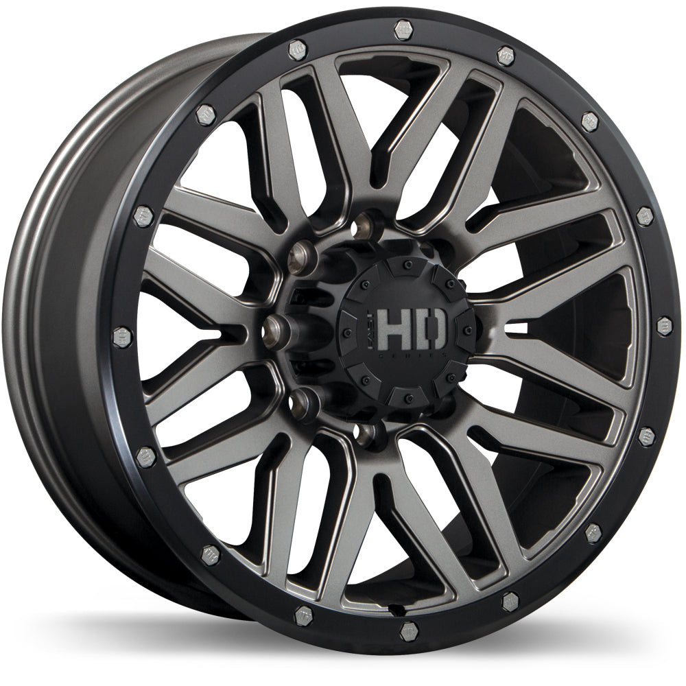 Fast HD – Menace – 17X8.0 – 8x165.1 – +15 mm – Gunmétal satiné avec bordure noire