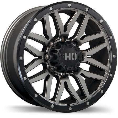 Fast HD – Menace – 17X8.0 – 8x165.1 – +15 mm – Gunmétal satiné avec bordure noire