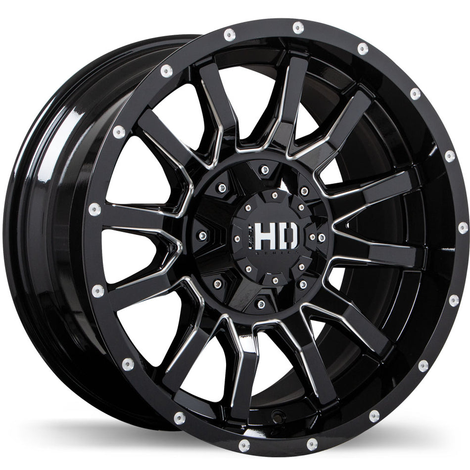 Fast HD – TRAXX – 20X12.0 – 5x127/139.7 – -44 mm – Noir lustré avec bordure fraisée
