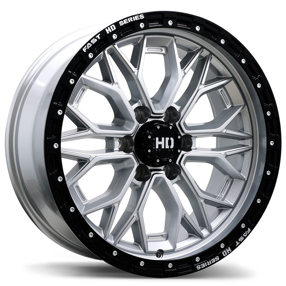 Fast HD – Muramasa – 20X9.0 – 6x139.7 – +0 mm – Argent lustré avec rebord noir