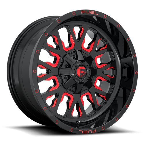 Fuel 1PC D612 STROKE – 17X9 – 5X114.3/5X127 – -12 mm – GLOSS BLACK RED TINTED CLEAR