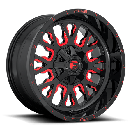 Fuel 1PC D612 STROKE – 17X9 – 5X114.3/5X127 – -12 mm – GLOSS BLACK RED TINTED CLEAR