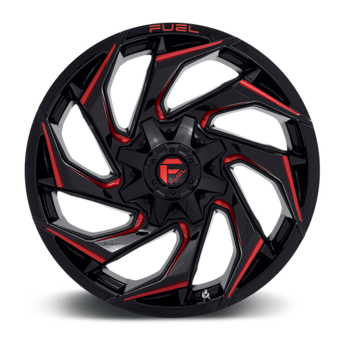 Fuel 1PC D755 REACTION – 20X9 – 8X170 – 1 mm – GLOSS BLACK MILLED W/ RED TINT