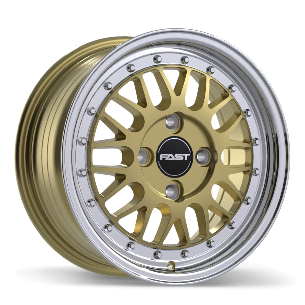Fast Wheels – FR01 – 15X7.0 – 4x110 – +25 mm – Or brillant avec rebord machiné