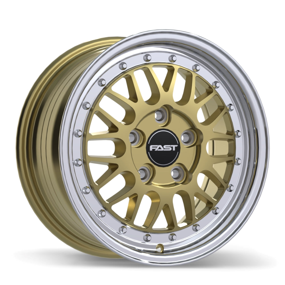 Fast Wheels – FR01 – 15X7.0 – 5x100 – +25 mm – Or brillant avec rebord machiné