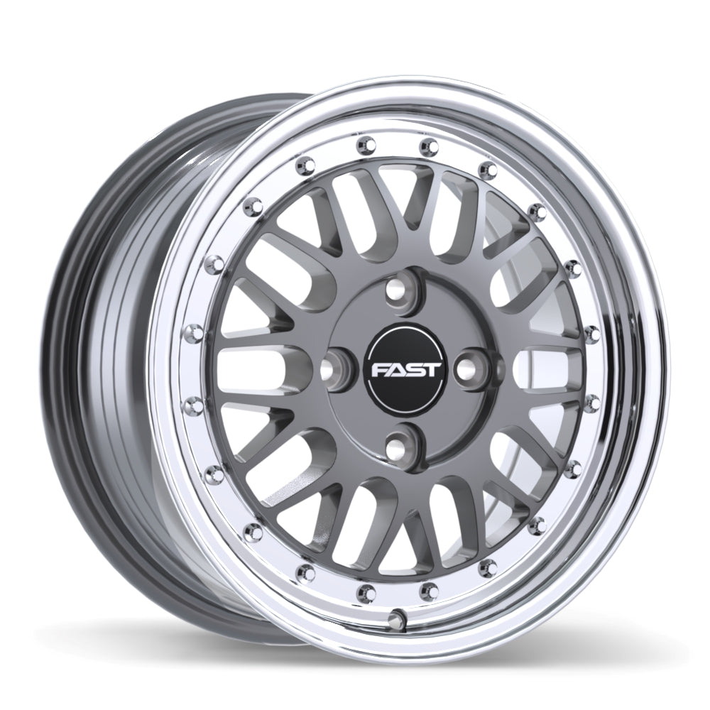 Fast Wheels – FR01 – 15X7.0 – 4x114.3 – +25 mm – Gunmétal lustré avec rebord machinée