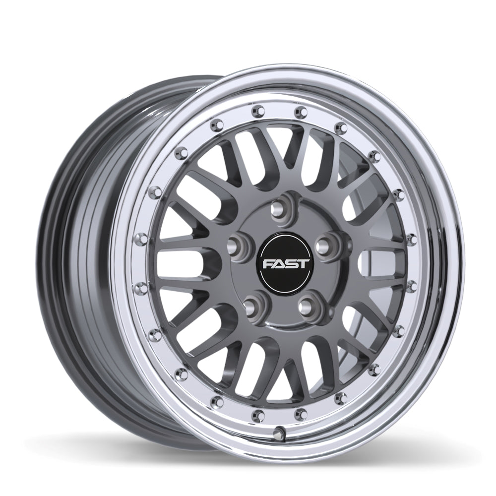Fast Wheels – FR01 – 15X7.0 – 5x115 – +25 mm – Gunmétal lustré avec rebord machinée