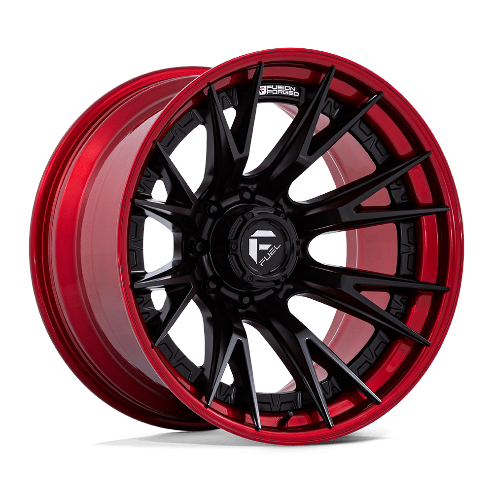 Fuel 1PC FC402 CATALYST – 20X9 – 8X180 – 1 mm – MATTE BLACK W/ CANDY RED LIP