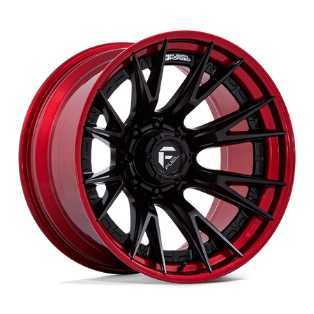 Fuel 1PC FC402 CATALYST – 24X12 – 8X165.1 – -44 mm – MATTE BLACK W/ CANDY RED LIP