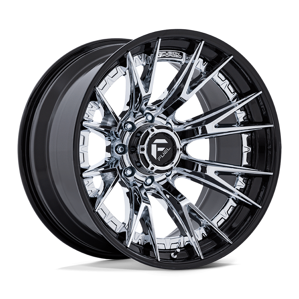 Fuel 1PC FC402 CATALYST – 20X9 – 8X165.1 – 1 mm – CHROME W/ GLOSS BLACK LIP