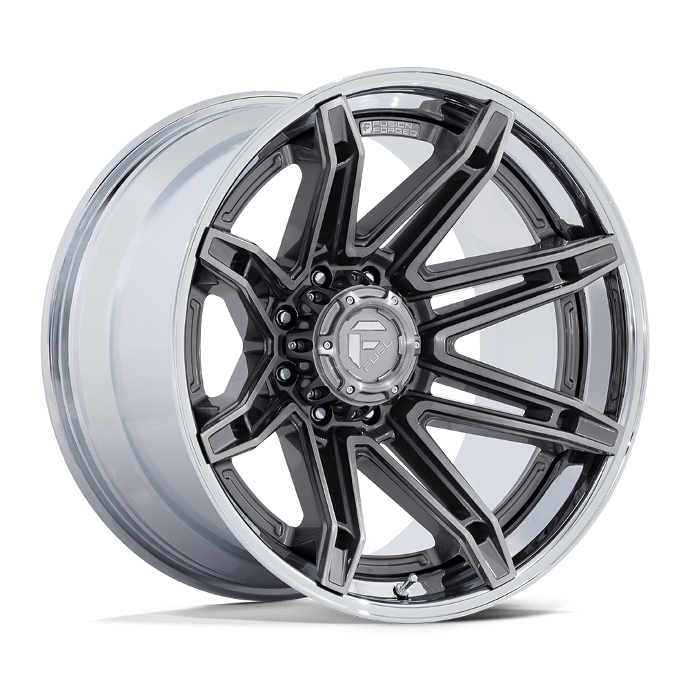Fuel 1PC FC401 BRAWL – 20X10 – 8X180 – -18 mm – PLATINUM W/ CHROME LIP
