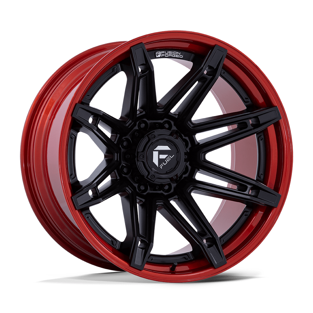 Fuel 1PC FC401 BRAWL – 20X10 – 8X165.1 – -18 mm – MATTE BLACK W/ CANDY RED LIP