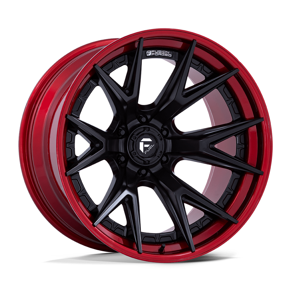 Fuel 1PC FC402 CATALYST – 22X10 – 6X135 – -18 mm – MATTE BLACK W/ CANDY RED LIP