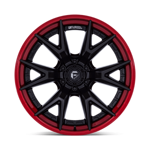 Fuel 1PC FC402 CATALYST – 24X12 – 6X139.7 – -44 mm – MATTE BLACK W/ CANDY RED LIP