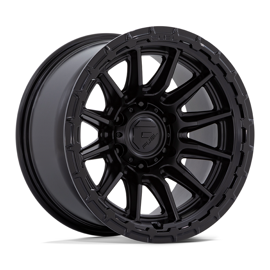 Fuel 1PC FC866 PISTON – 22X9.5 – 6X135 – 20 mm – BLACKOUT W/ GLOSS BLACK LIP