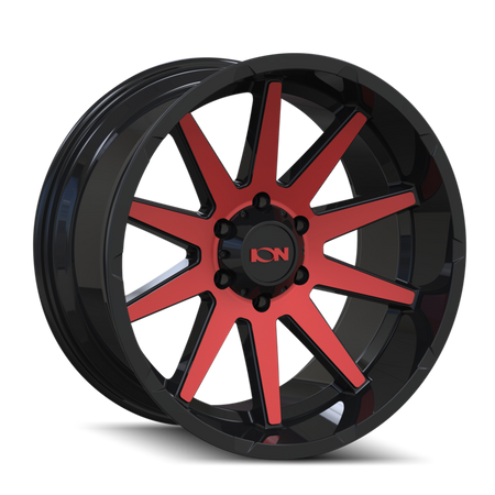 ION Wheels 143 – 20x10, 6x139.7, -19 – Gloss Black Red Machined