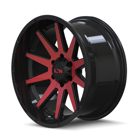 ION Wheels 143 – 20x10, 6x139.7, -19 – Gloss Black Red Machined