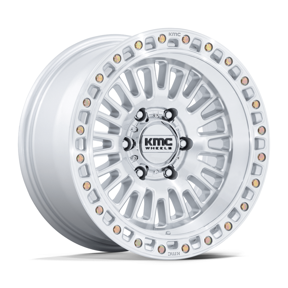 KMC KM554 AZTEC – 17X8.5 – 6X139.7 – 0 mm – GLOSS SILVER W/ MACHINED FACE